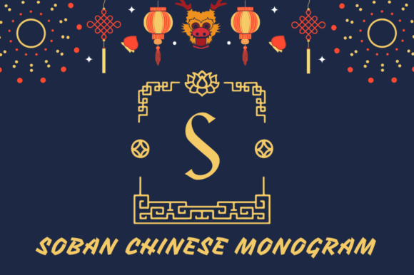 Soban Chinese Monogram: A Decorative Font for Festive Branding and Design Projects